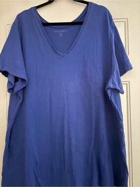 Woman Within Short-Sleeve V-Neck Tee in Blue